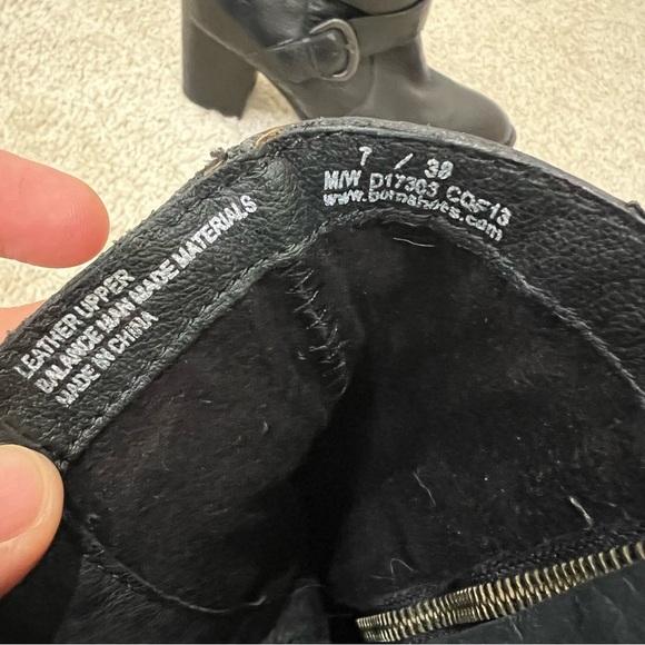 Born Women’s Black Leather Zip Heeled Boots Size 7, 38 D17303 Side Zip, - Picture 8 of 16